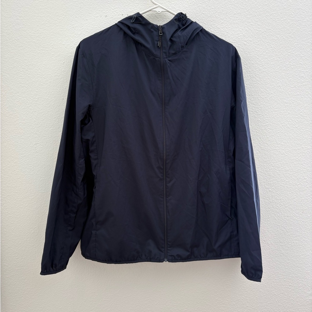 Uniqlo Womens Ultra Lightweight Navy Hooded Windbreaker Size XL